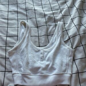 white buttoned aerie tank